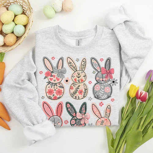 Coquette Easter Bunny Floral Sweatshirts