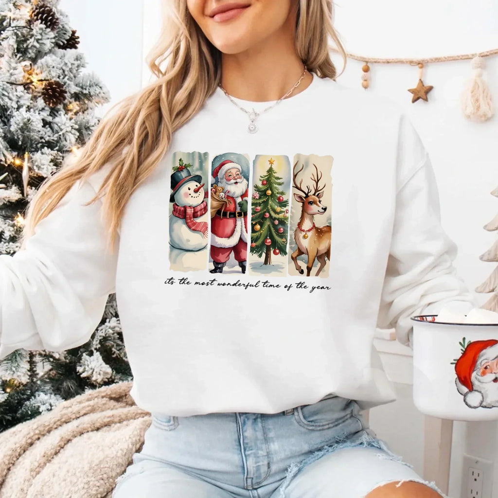 Vintage Santa Sweatshirt Wonderful Time Christmas Crewneck